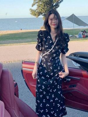 碎花裙170高个子女生连衣裙加长175高级感收腰长裙到脚踝超长款夏