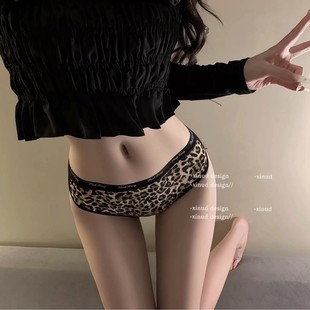 辣妹斑影 2025新 轻欧豹纹内裤 女舒适运动无痕镂空网纱拼接三角裤