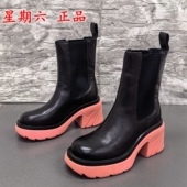 星期六正品 撤柜牛皮切尔西靴女冬季 厚底防水台短靴百搭粗跟马丁靴