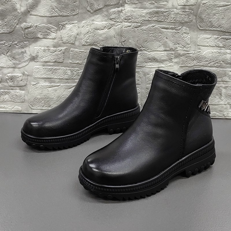 撤柜断码处理真皮女鞋冬季新款圆头时尚平底侧拉链加绒妈妈女短靴,女鞋,马丁靴,淘宝优惠券,粉丝福利购,淘宝优惠卷
