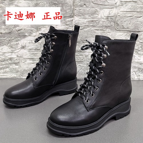 3536码品牌正品撤柜处理冬季圆头厚底牛皮系带侧拉链百搭马丁靴女