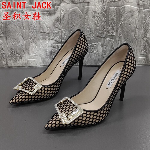 SAINT JACK圣积撤柜断码处理春季欧美尖头时尚浅口高跟水钻女单鞋