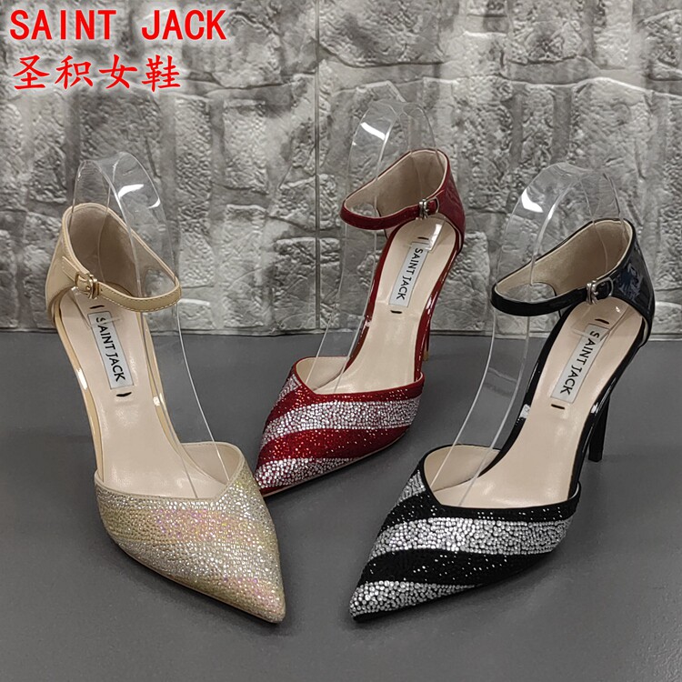 SAINT JACK圣积撤柜断码处理夏季尖头时尚水钻超高跟气质百搭女鞋