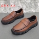 处理春秋圆头牛皮软底舒适休闲百搭一脚蹬男单鞋 商场正品 撤柜断码