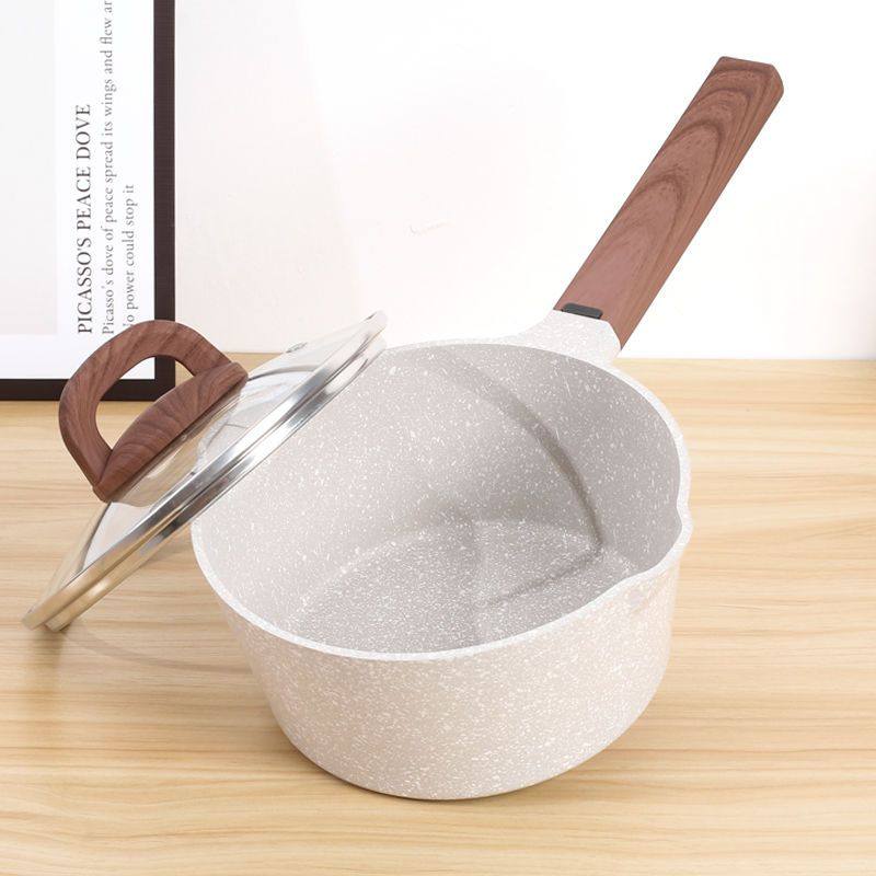 宝宝辅食锅婴儿多功能煎煮一体小奶锅不粘锅白麦饭石煮粥泡面锅