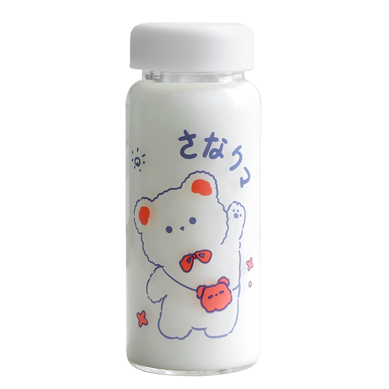 可爱兔子玻璃杯女带盖夏季简约