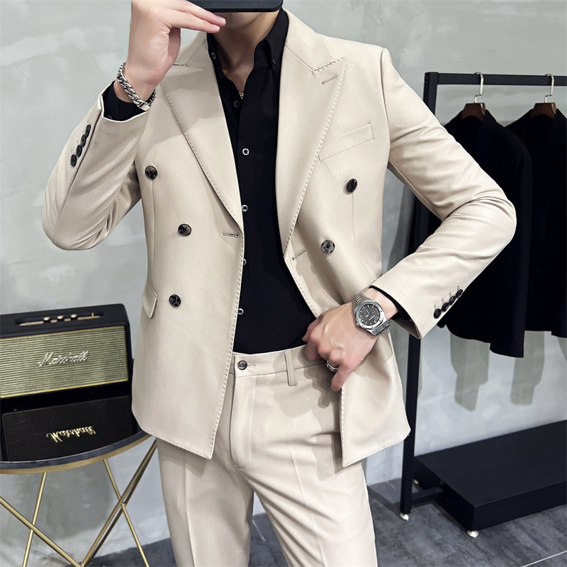 507A-T687-P230 秋冬男士双排扣英伦绅士西服两件套装礼服图片
