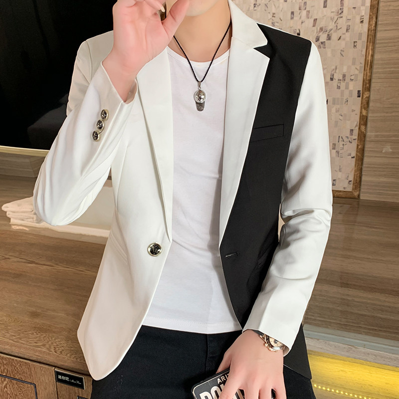 306B-2-XF080-P702025秋季时尚男装撞色拼接小西装西服外套,男装西服套装,星座507A（原星座306B-2）