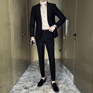 507A-T686-P230 2025春季时尚男士西服西裤两件套装双扣图片