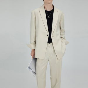 306B-2-T3230-P200 2025秋装时尚微阔版西服西裤两件套装帅气图片
