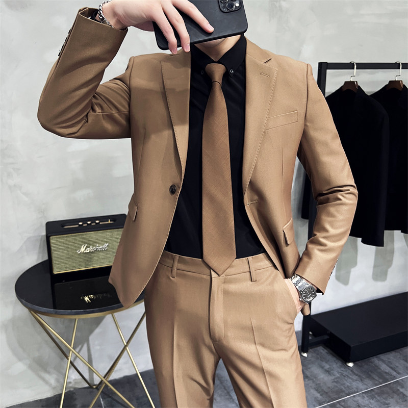 306B-2-T639-P225 2025秋季时尚单扣西服两件套装结婚礼服图片