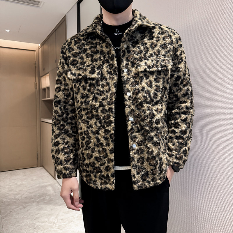 306B-2-M639-P105 冬季时尚毛圈外套加棉加厚夹克小香风豹纹图片