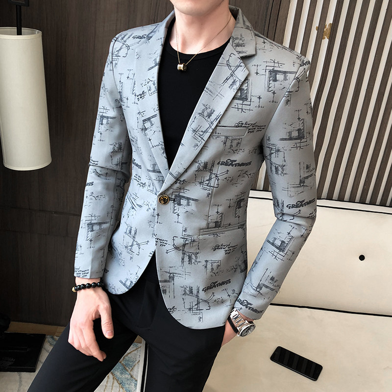 306B-2-X028-P752025秋季时尚字母印花小西装西服外套,男装西服套装,星座507A（原星座306B-2）