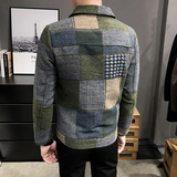 306B-2-JK82-P902025春季男装时尚毛呢格纹夹克外套痞帅，男装夹克，星座507A（原星座306B-2）