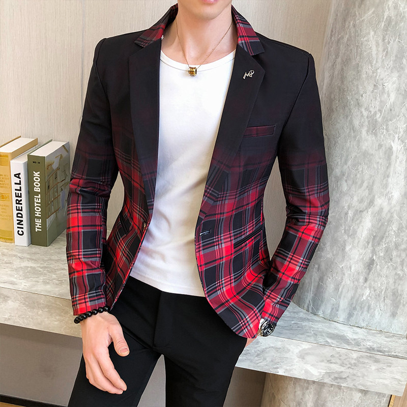 306B-2-X026-P752025秋季男士格纹拼接小西装西服外套,男装西服套装,星座507A（原星座306B-2）