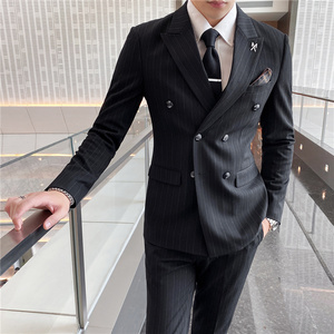 306B-2-SJT096-P280 2025秋季男士时尚双排扣西服三件套装图片