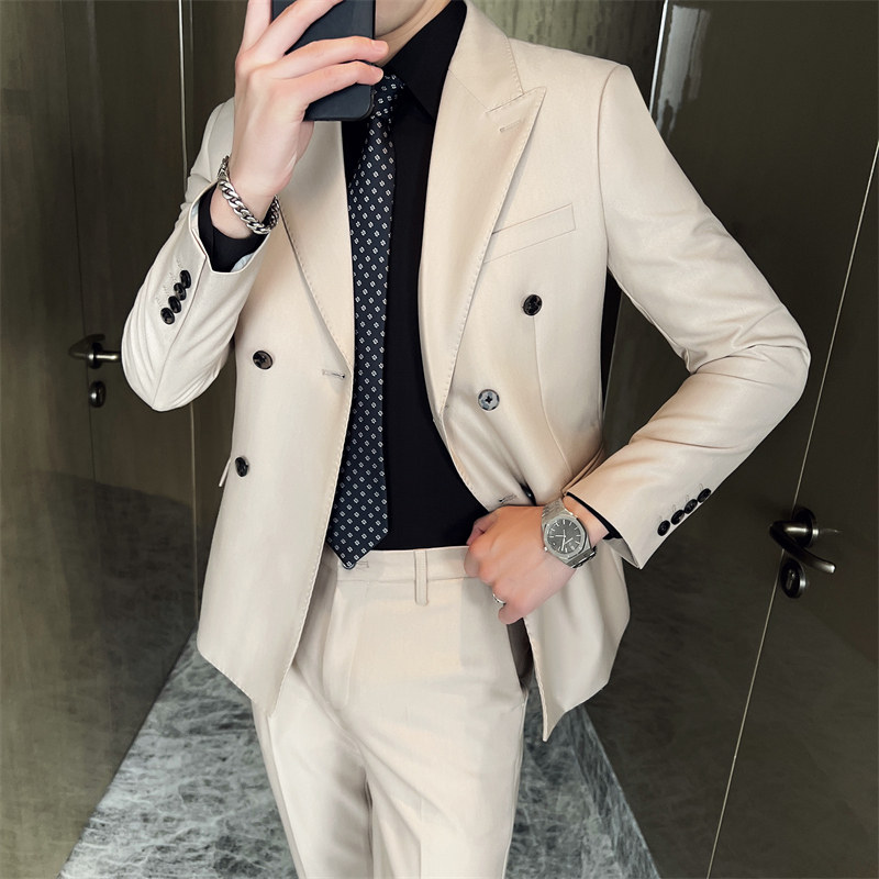 306B-2-T687-P2302025秋装英伦风时尚男士正装西服双排扣三件套,男装西服,星座507A（原星座306B-2）