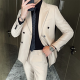 306B-2-T687-P2302025秋装英伦风时尚男士正装西服双排扣三件套，男装西服，星座507A（原星座306B-2）