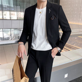 306B-2-LJT055-P2252021春季时尚条纹职业装正装西服两件套装，男装西服套装，星座507A（原星座306B-2）