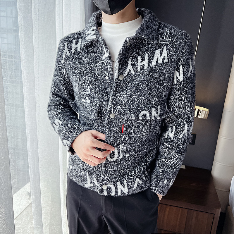 306B-2-M13-P1102025秋冬男士金貂绒字母印花夹克外套青年风衣,男装夹克,星座507A（原星座306B-2）