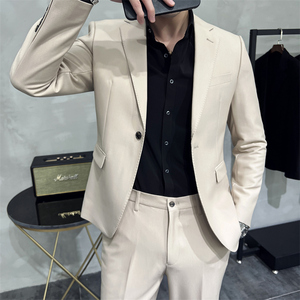 306B-2-T639-P225 2025秋冬男士单扣西服两件套装时尚英伦西服图片