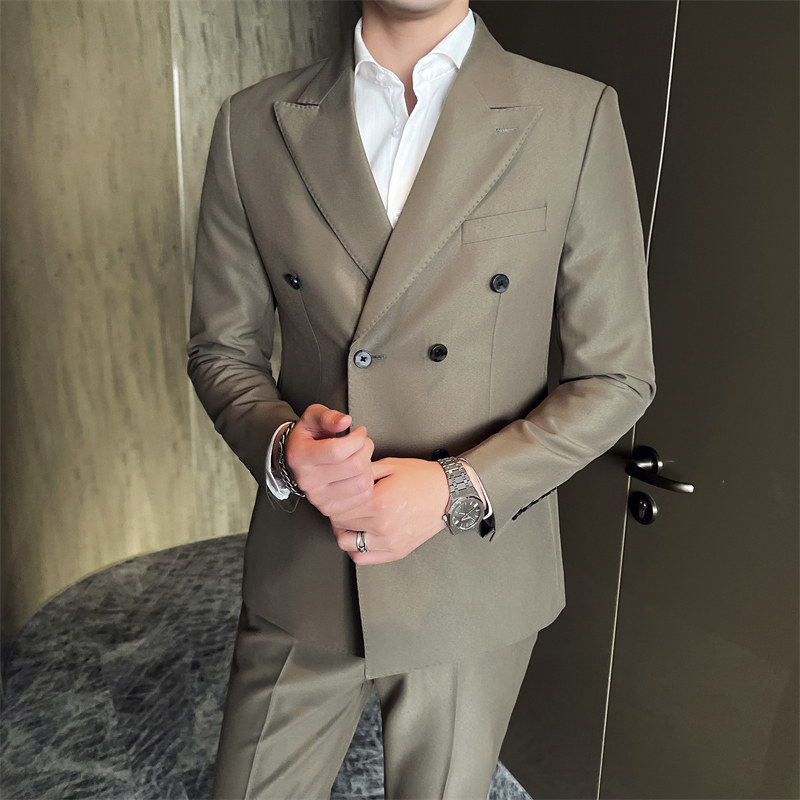 306B-2-T687-P2302025秋装英伦风时尚男士正装西服双排扣三件套,男装西服,星座507A（原星座306B-2）