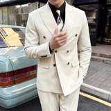306B-2-SJT7722-P3052025秋装新品时尚青年双排扣西服三件套装，男装西服，星座507A（原星座306B-2）