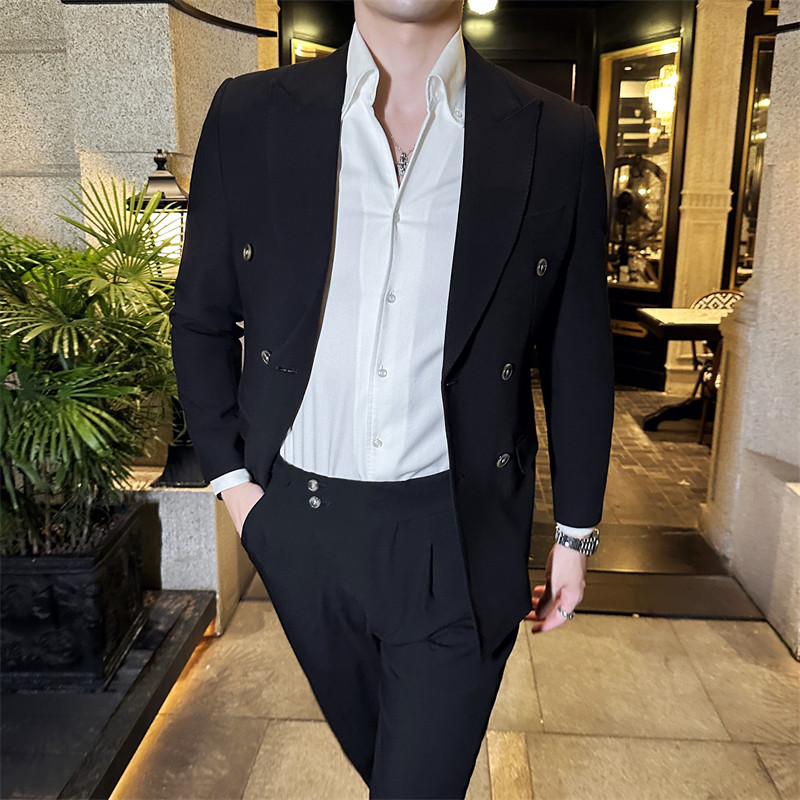507A-T7722-P2452025秋季时尚双排扣英伦青年西服三件套装,男装西服,星座507A（原星座306B-2）