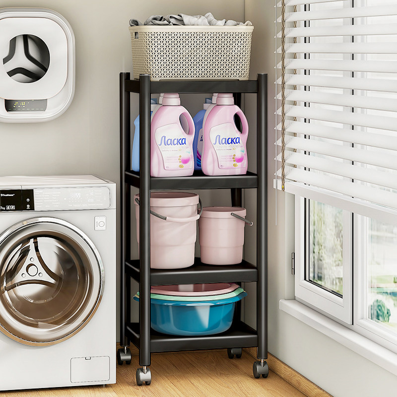 卫生间浴室落地多层置物架滚筒洗衣机侧面夹缝收纳架洗衣液脸盆架