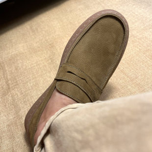 复古软底休闲皮鞋 透气单层牛皮男鞋 真皮软面司机开车一脚蹬豆豆鞋