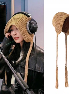 Charn Kiond 日本设计师联名款护耳毛线帽女可爱流苏针织保暖帽