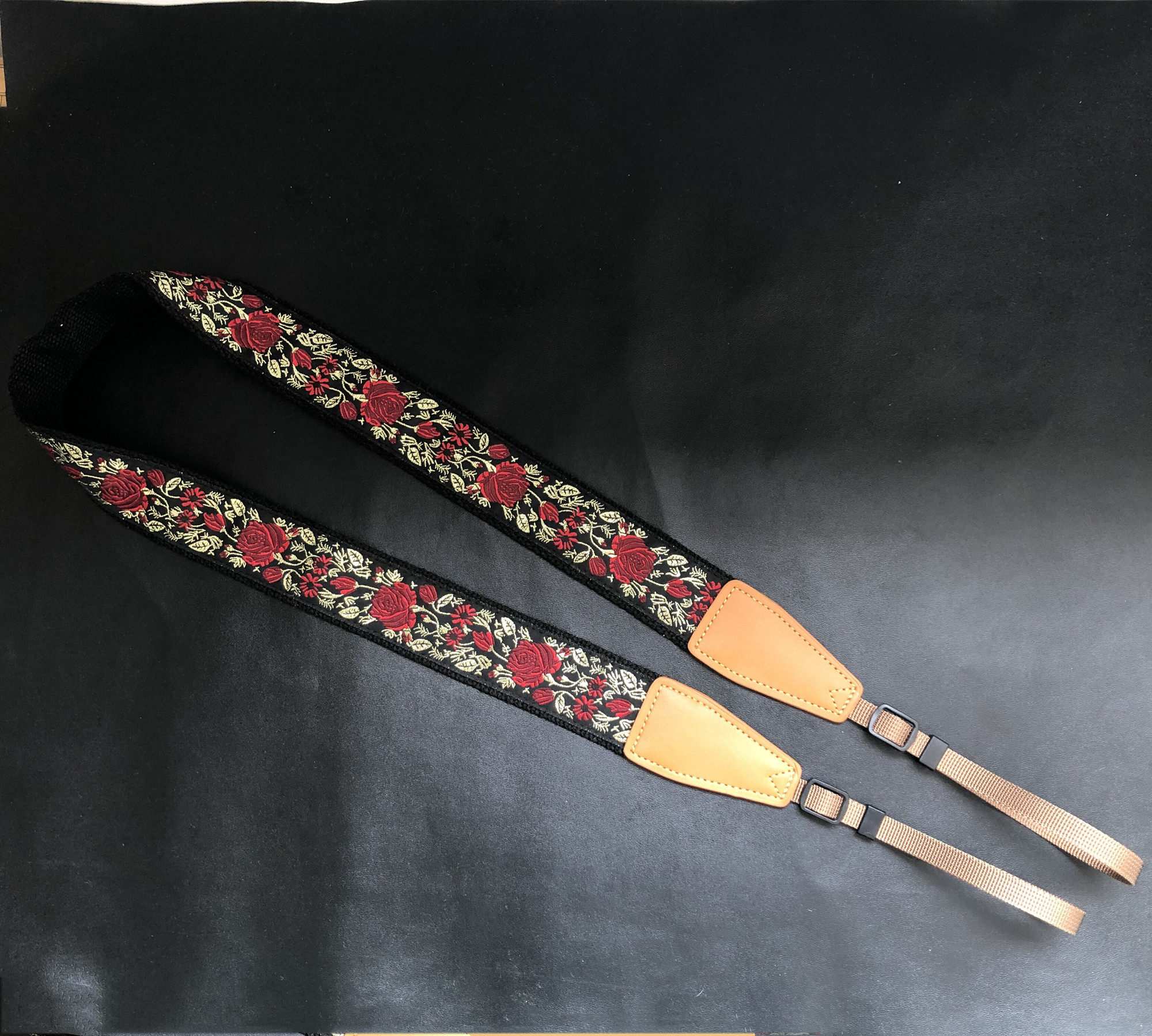 纯手工经典复古玫瑰相机背带微单单反拍立得通用相机带