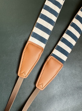 Unikstrap纯手工清新蓝白条纹文艺范通用相机背带camera strap