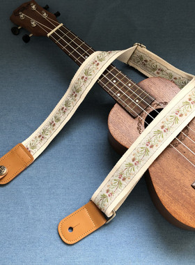 原创浪漫绣花尤克里里背带ukulele strap适合各个尺寸尤克里里