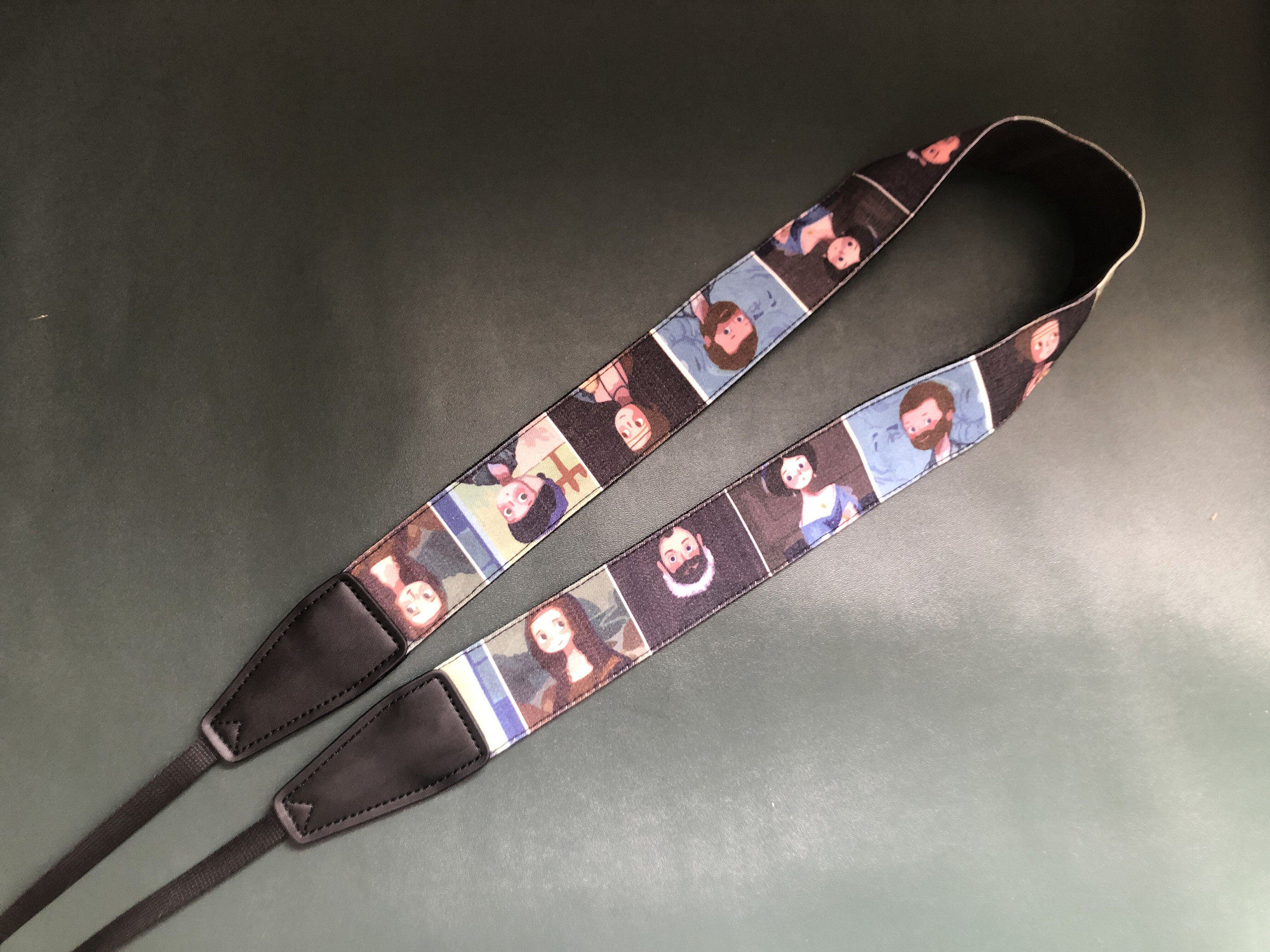 纯手工个性卡通油画通用相机背带斜跨相机肩带camera stra