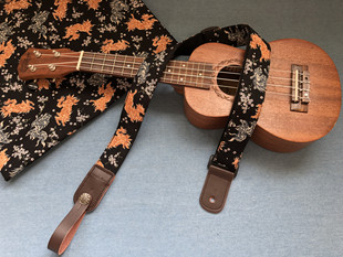 纯手工日本面料樱花火麒麟主题尤克里里背带ukulele strap