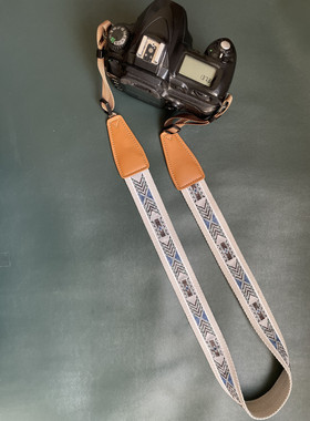 UNIKSTRAP简洁范几何绣花结实通用相机背带真皮皮头camera strap