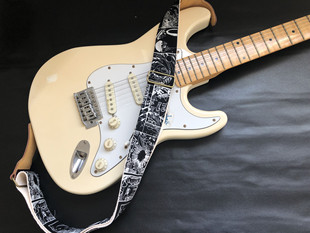 很酷得黑色动漫主题加厚帆布通用吉他背带贝斯背带Guitar strap