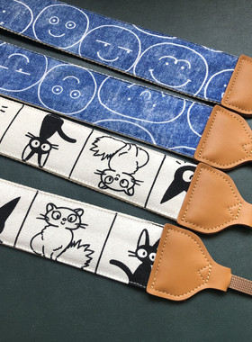纯手工动漫主题漫画喵魔女笑脸加宽加长通用相机背带camera strap
