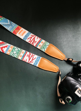 纯手工复古风抽象几何风微单单反拍立得相机背带camera strap