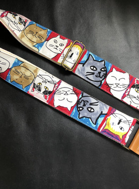 原创朋克风的猫FUNKY CAT通用吉他背带电贝司背带GUITAR STRAP