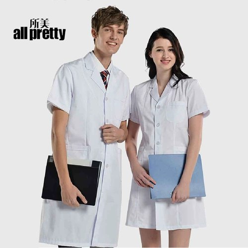 Тонкий белый халат, летняя длинная униформа врача для школьников для работы, короткий рукав, делается под заказ