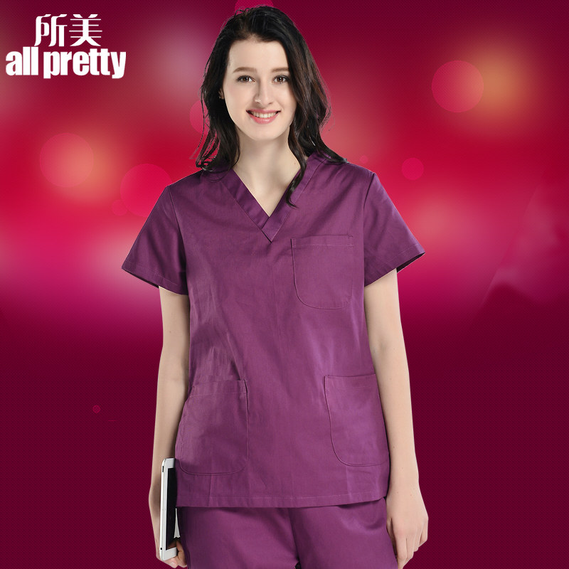 全棉紫色手术衣洗手衣短袖套装隔离衣刷手服手术服护士医生工作服