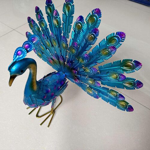 跨境新品Metal peacock statue铁艺孔雀摆件动物工艺品花园装饰品
