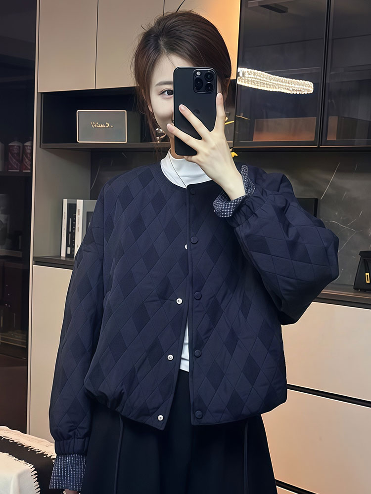 加棉外套女2025秋冬季新款加厚棒球服短外套女时尚简约薄款小棉衣