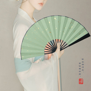 折扇汉服空白彩色蜡染古风宣纸扇子diy手绘可作画定制舞蹈男女扇