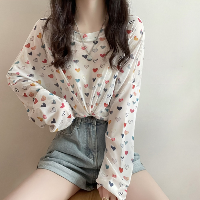 薄款冰丝防晒t恤女春季别致甜辣