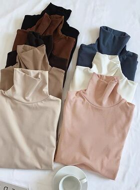 黑色显瘦修身打底衫内搭长袖高领T恤ins潮2023新款韩版洋气泫雅风