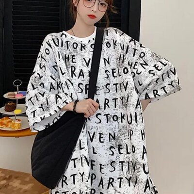 遮肚上衣服女夏季bf宽松短袖t恤