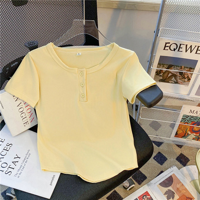 正肩短袖t恤女短袖通勤常规
